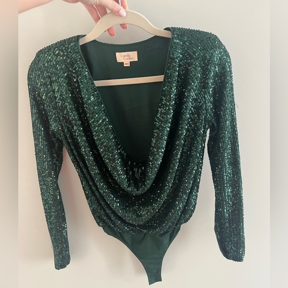 Camila Coelho CeCe Bodysuit Green Sequin - Picture 5 of 5